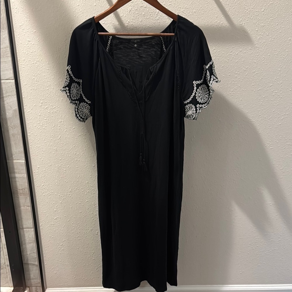 Black Dress with White Lace Sleeves